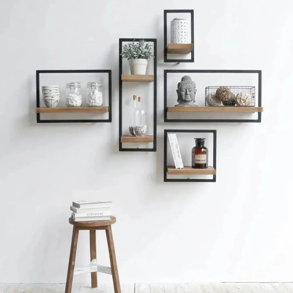 Reclaimed Teak Wall Shelf Brown Type A Mix & Match - LOOMLAN - LH Imports - Wall Shelves & Ledgers