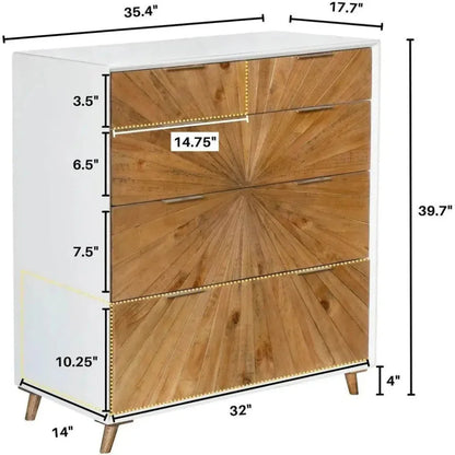Reclaimed Wood White Casablanca 5 Drawer Chest - LOOMLAN - LH Imports - Chests