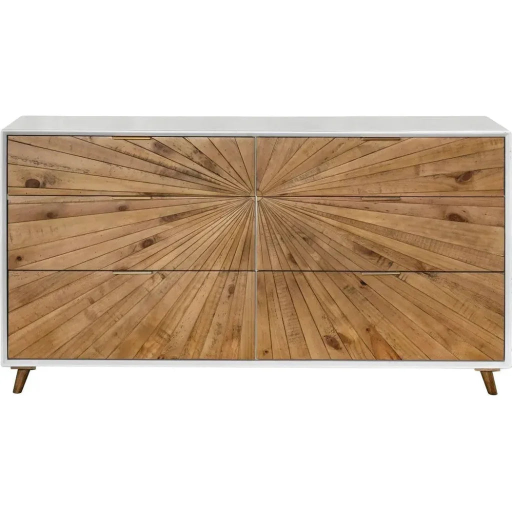 Reclaimed Wood White Casablanca 6 Drawer Dresser - LOOMLAN - LH Imports - Dressers