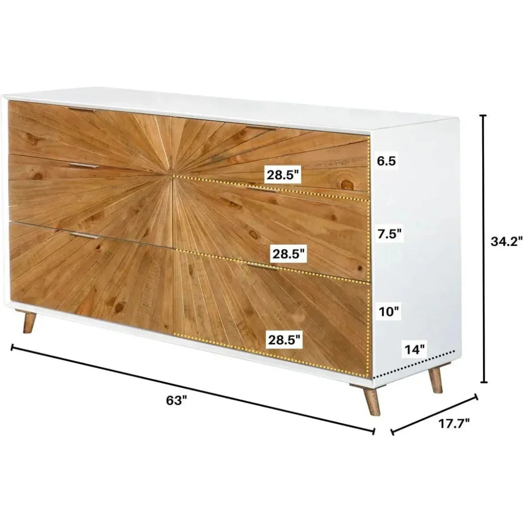 Reclaimed Wood White Casablanca 6 Drawer Dresser - LOOMLAN - LH Imports - Dressers