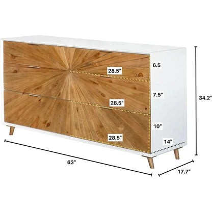 Reclaimed Wood White Casablanca 6 Drawer Dresser - LOOMLAN - LH Imports - Dressers