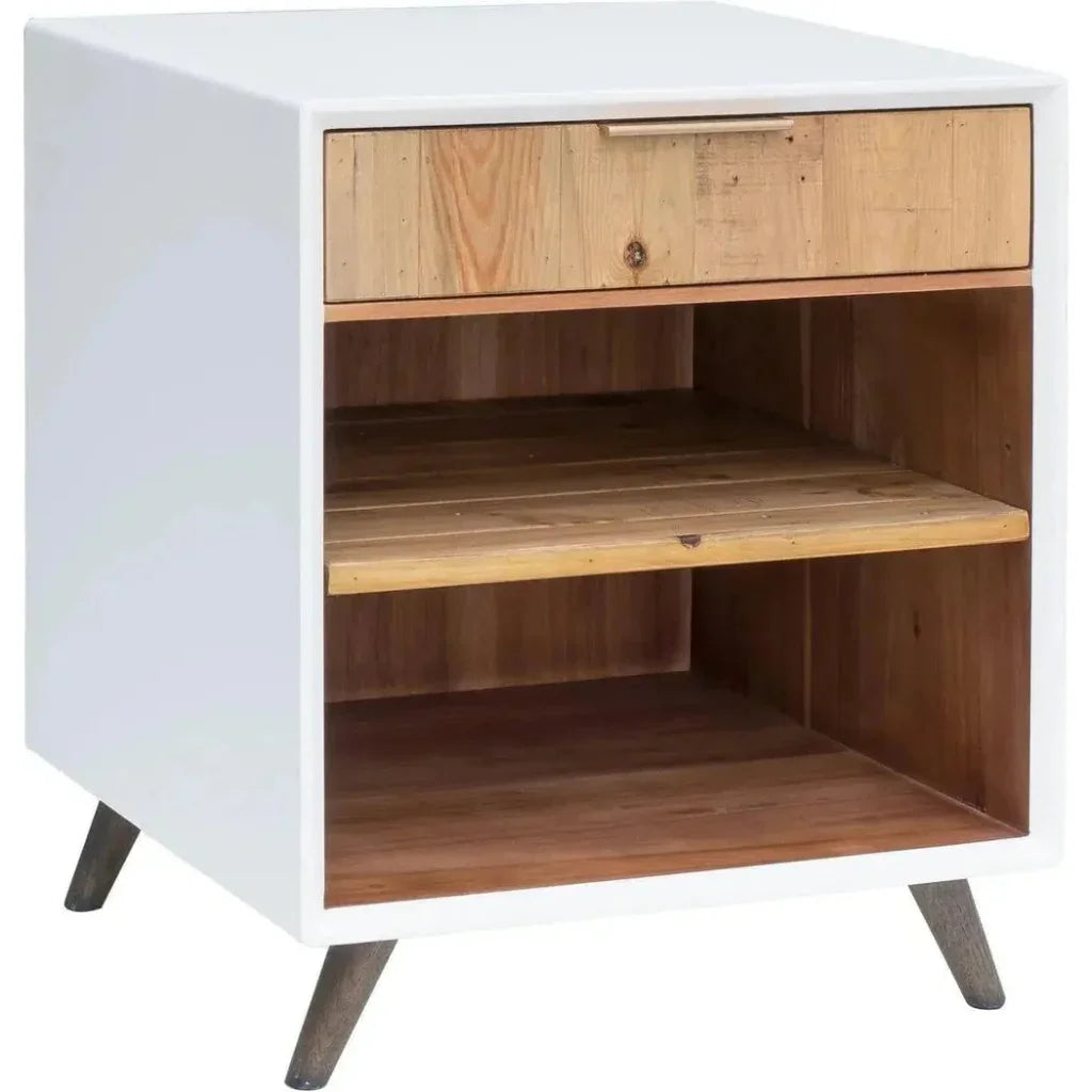 Reclaimed Wood White Casablanca Nightstand - LOOMLAN - LH Imports - Nightstands