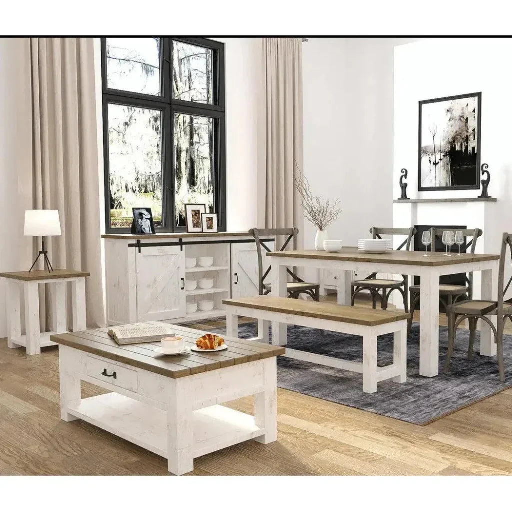 Reclaimed Wood White Sideboard Sliding Doors - LOOMLAN - LH Imports - Sideboards