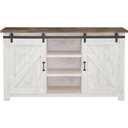 Reclaimed Wood White Sideboard Sliding Doors - LOOMLAN - LH Imports - Sideboards