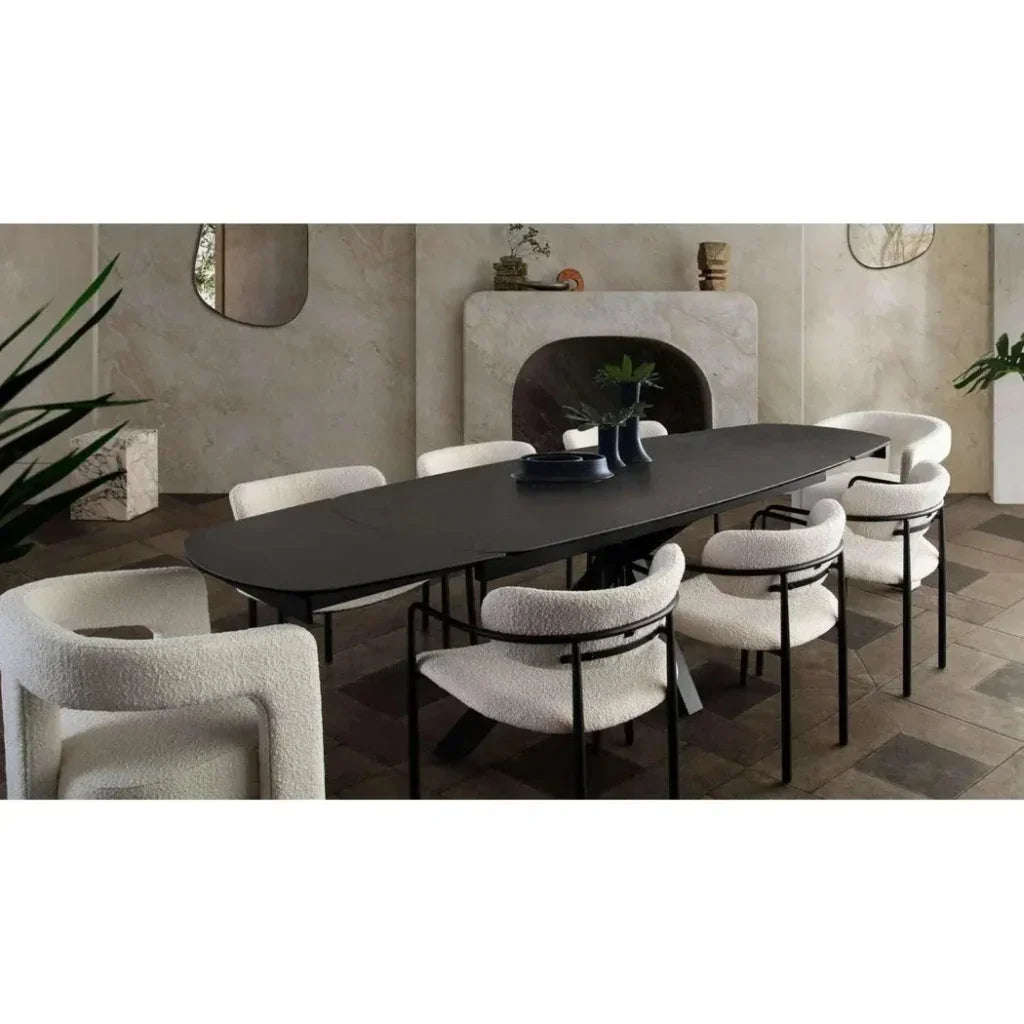 Rectangle Extension Dining Table Black Ceramic GlassLeg-Dining Tables-Diamond Sofa-LOOMLAN