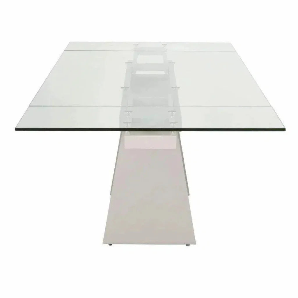 Rectangle Glass Top Extendable Dining Table-Dining Tables-Essentials For Living-LOOMLAN