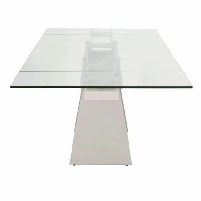 Rectangle Glass Top Extendable Dining Table-Dining Tables-Essentials For Living-LOOMLAN