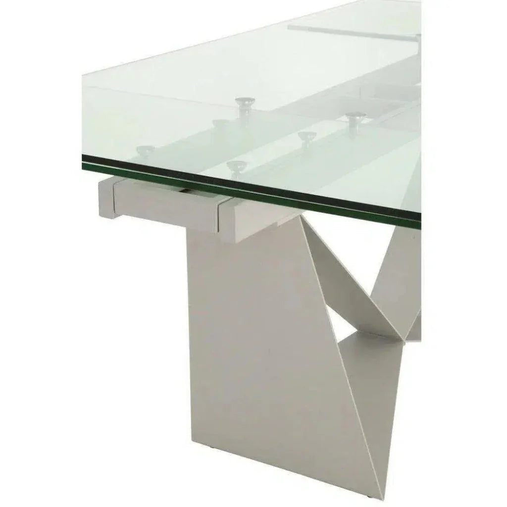 Rectangle Glass Top Extendable Dining Table-Dining Tables-Essentials For Living-LOOMLAN