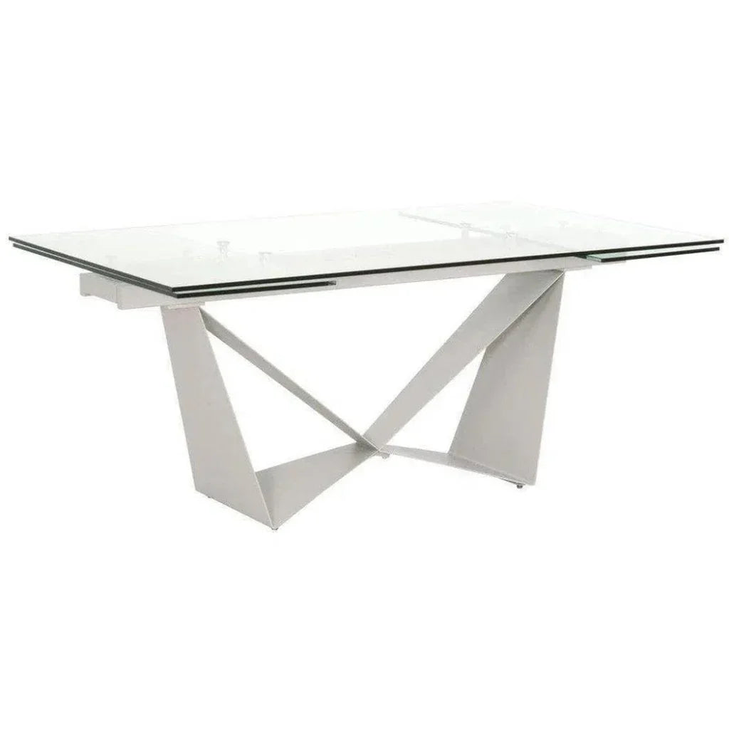 Rectangle Glass Top Extendable Dining Table-Dining Tables-Essentials For Living-LOOMLAN