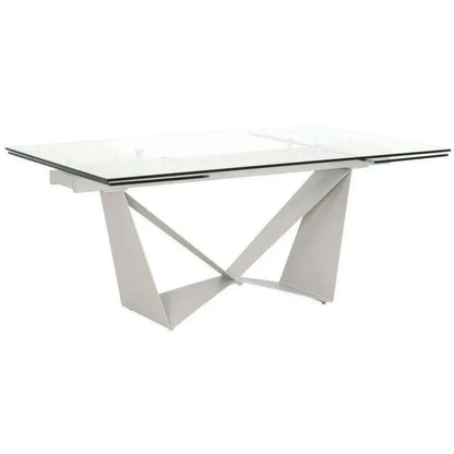 Rectangle Glass Top Extendable Dining Table-Dining Tables-Essentials For Living-LOOMLAN