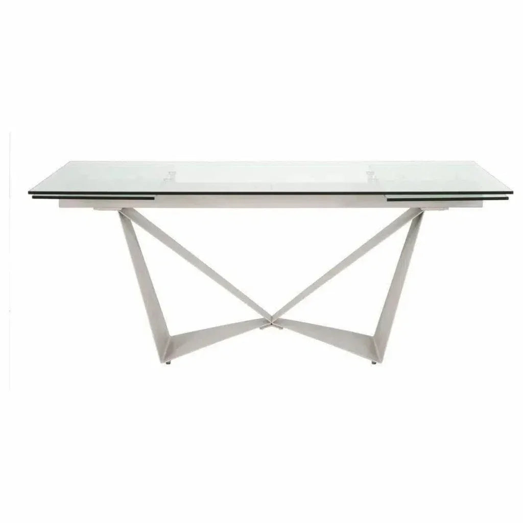 Rectangle Glass Top Extendable Dining Table-Dining Tables-Essentials For Living-LOOMLAN