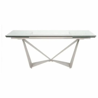 Rectangle Glass Top Extendable Dining Table-Dining Tables-Essentials For Living-LOOMLAN