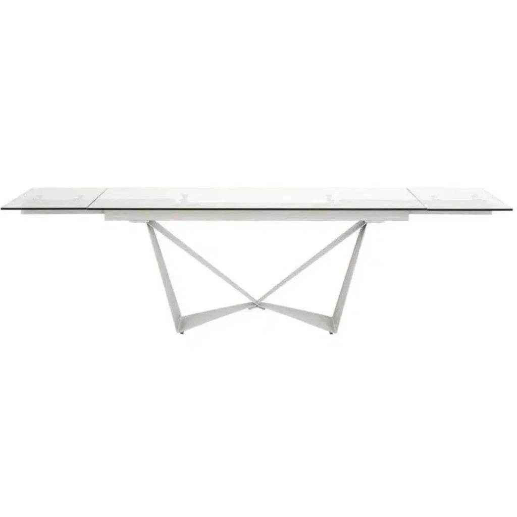 Rectangle Glass Top Extendable Dining Table-Dining Tables-Essentials For Living-LOOMLAN