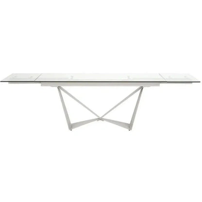 Rectangle Glass Top Extendable Dining Table-Dining Tables-Essentials For Living-LOOMLAN