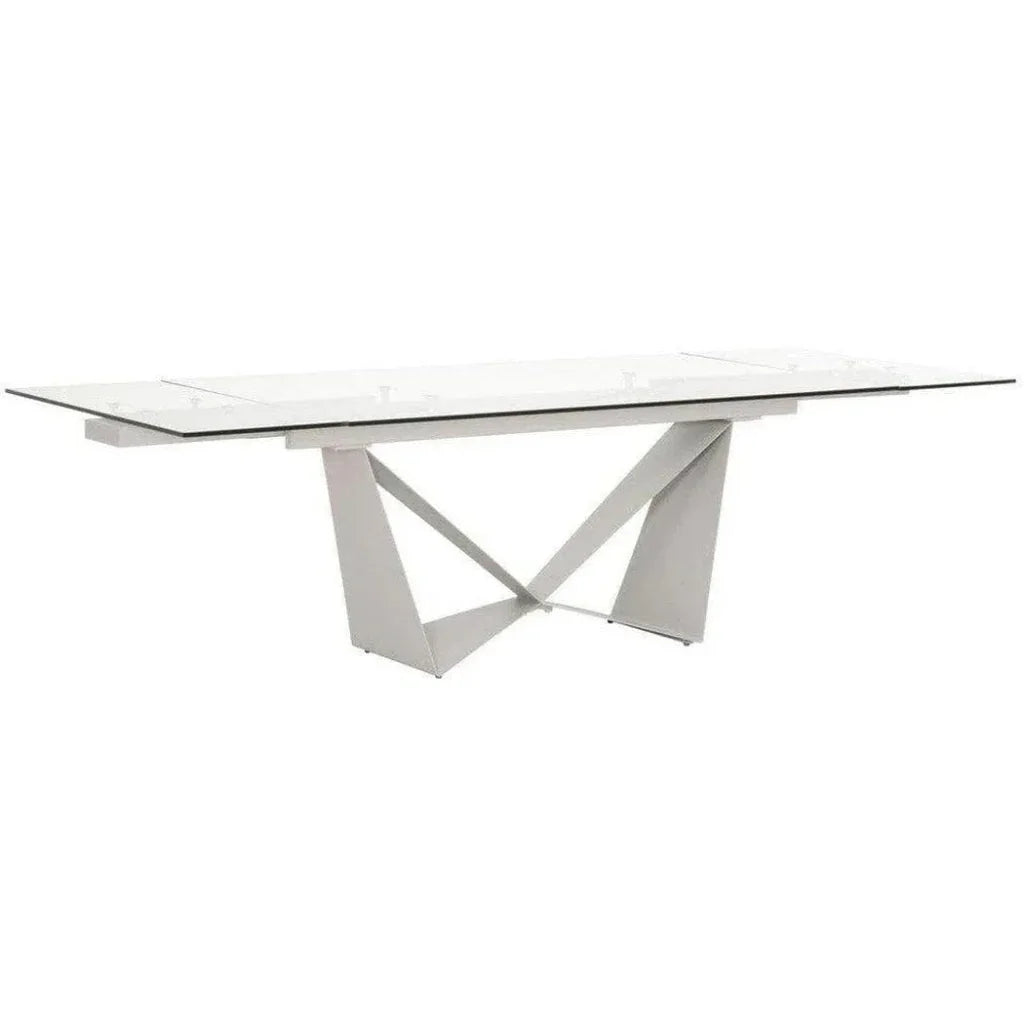 Rectangle Glass Top Extendable Dining Table-Dining Tables-Essentials For Living-LOOMLAN
