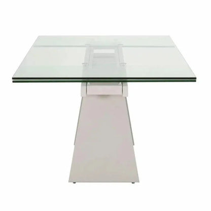 Rectangle Glass Top Extendable Dining Table-Dining Tables-Essentials For Living-LOOMLAN