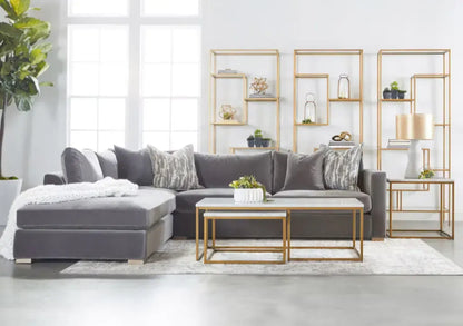 Rectangle White Nesting Marble Brushed Gold - LOOMLAN - Essentials For Living - Coffee Tables