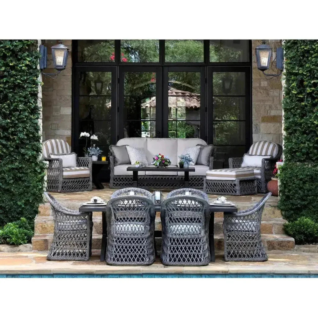 Rectangular 7PC Outdoor Dining Set Wicker Armchairs-Outdoor Dining Sets-LOOMLAN-LOOMLAN