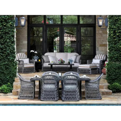 Rectangular 7PC Outdoor Dining Set Wicker Armchairs-Outdoor Dining Sets-LOOMLAN-LOOMLAN