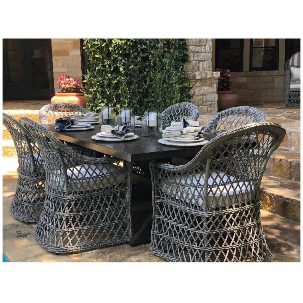 Rectangular 7PC Outdoor Dining Set Wicker Armchairs-Outdoor Dining Sets-LOOMLAN-LOOMLAN
