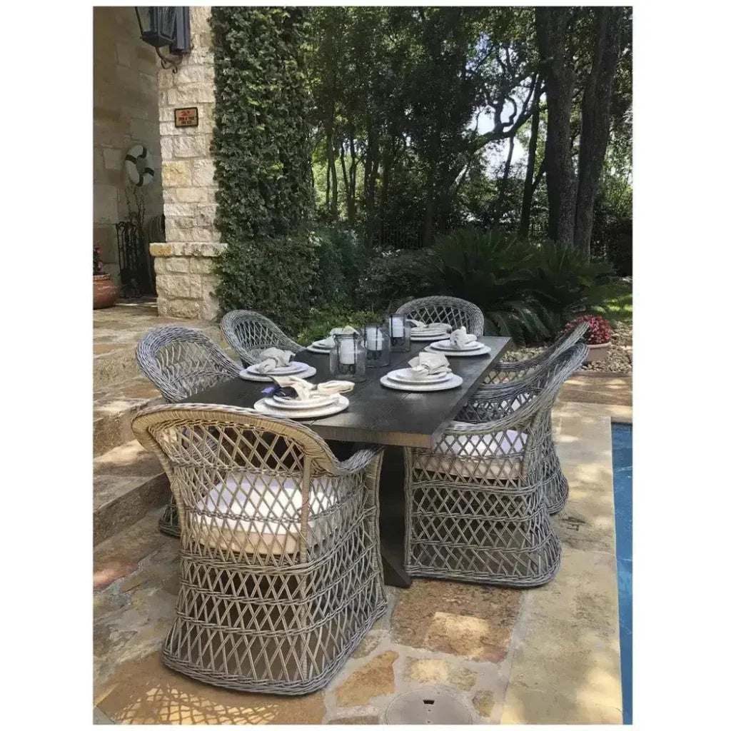 Rectangular 7PC Outdoor Dining Set Wicker Armchairs-Outdoor Dining Sets-LOOMLAN-LOOMLAN