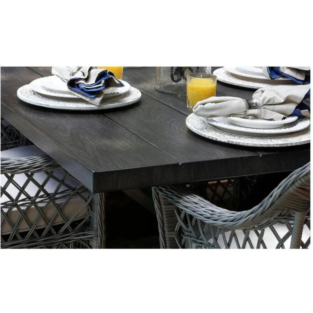 Rectangular 7PC Outdoor Dining Set Wicker Armchairs-Outdoor Dining Sets-LOOMLAN-LOOMLAN