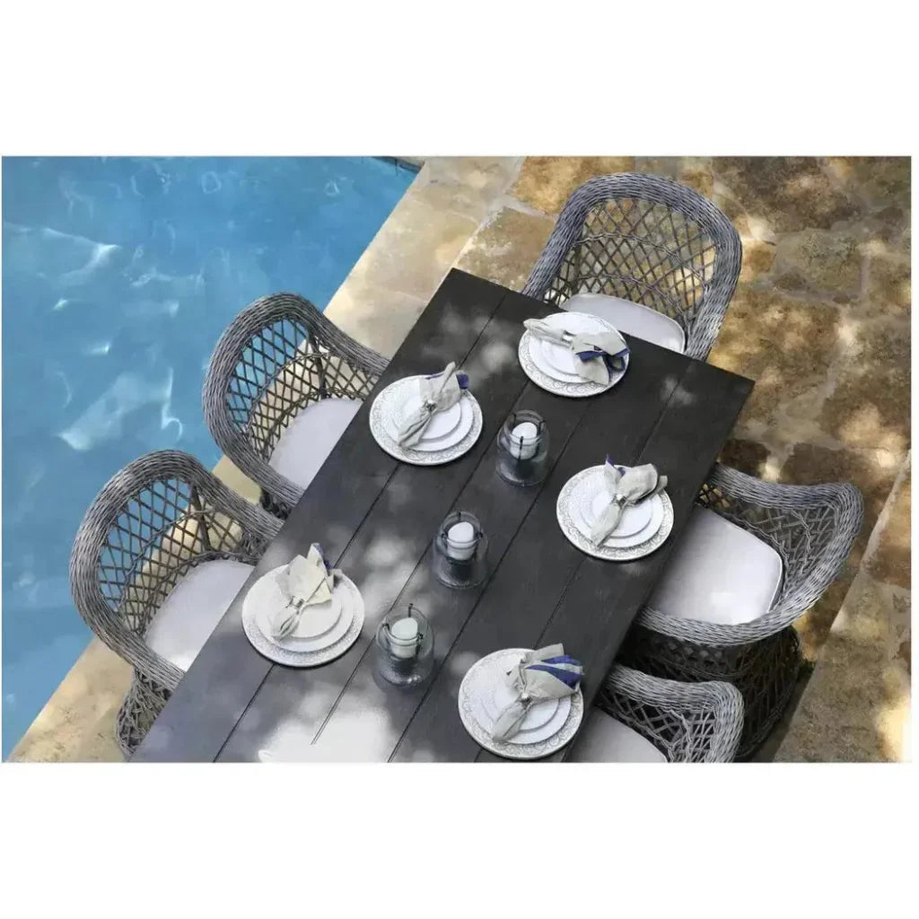 Rectangular 7PC Outdoor Dining Set Wicker Armchairs-Outdoor Dining Sets-LOOMLAN-LOOMLAN