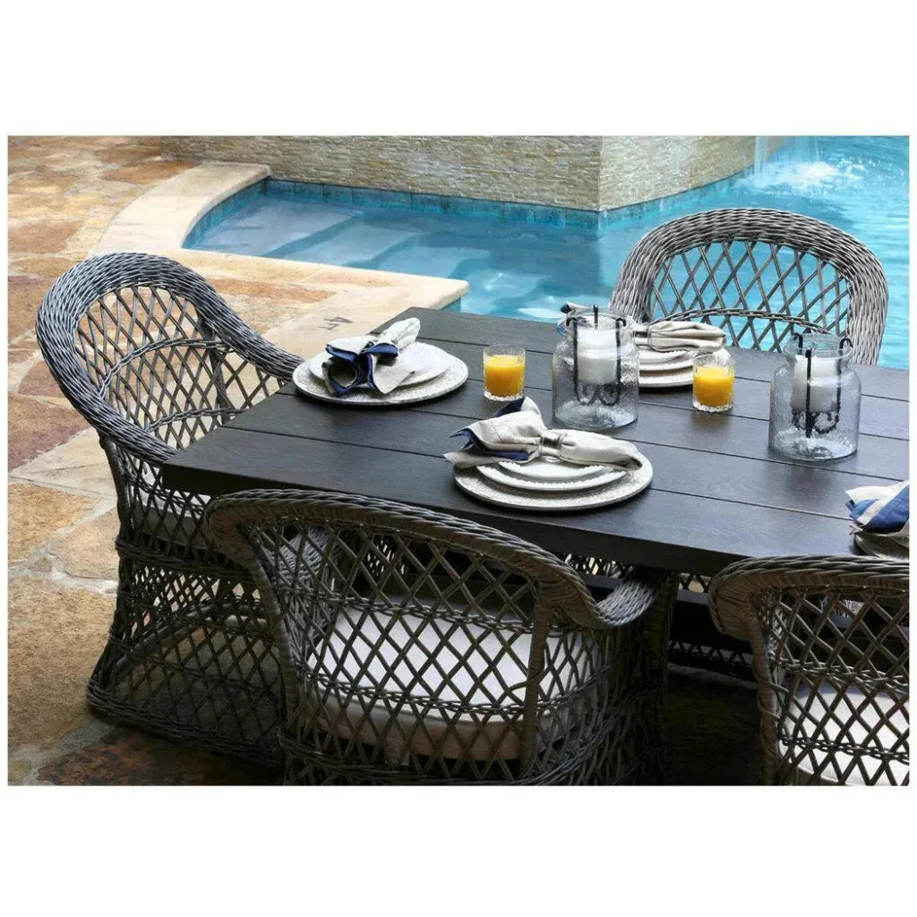 Rectangular 7PC Outdoor Dining Set Wicker Armchairs-Outdoor Dining Sets-LOOMLAN-LOOMLAN