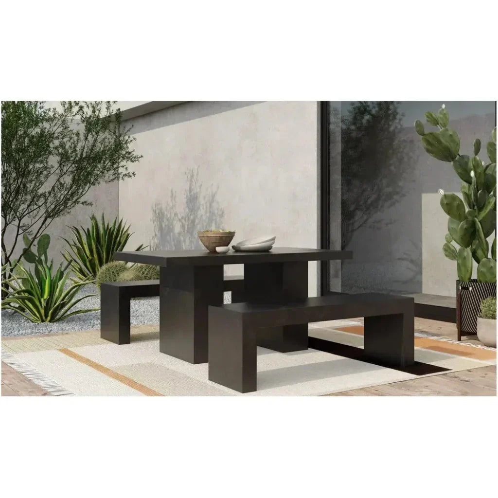 Rectangular Black Cement Outdoor Dining Table-Outdoor Dining Tables-Moe's Home-LOOMLAN