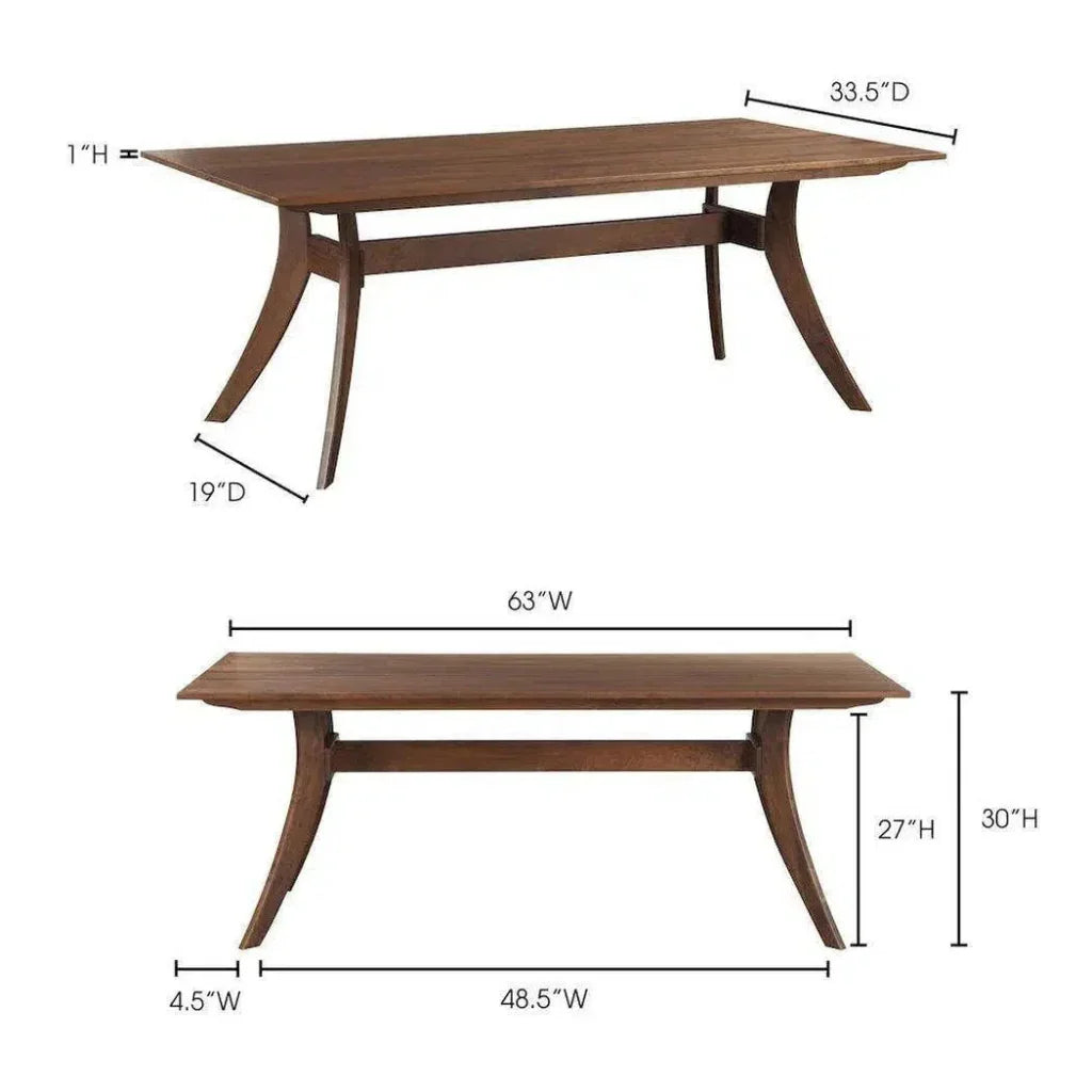 Rectangular Dining Table Brown Mid-Century-Dining Tables-Moe's Home-LOOMLAN