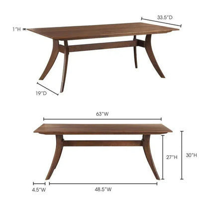 Rectangular Dining Table Brown Mid-Century-Dining Tables-Moe's Home-LOOMLAN