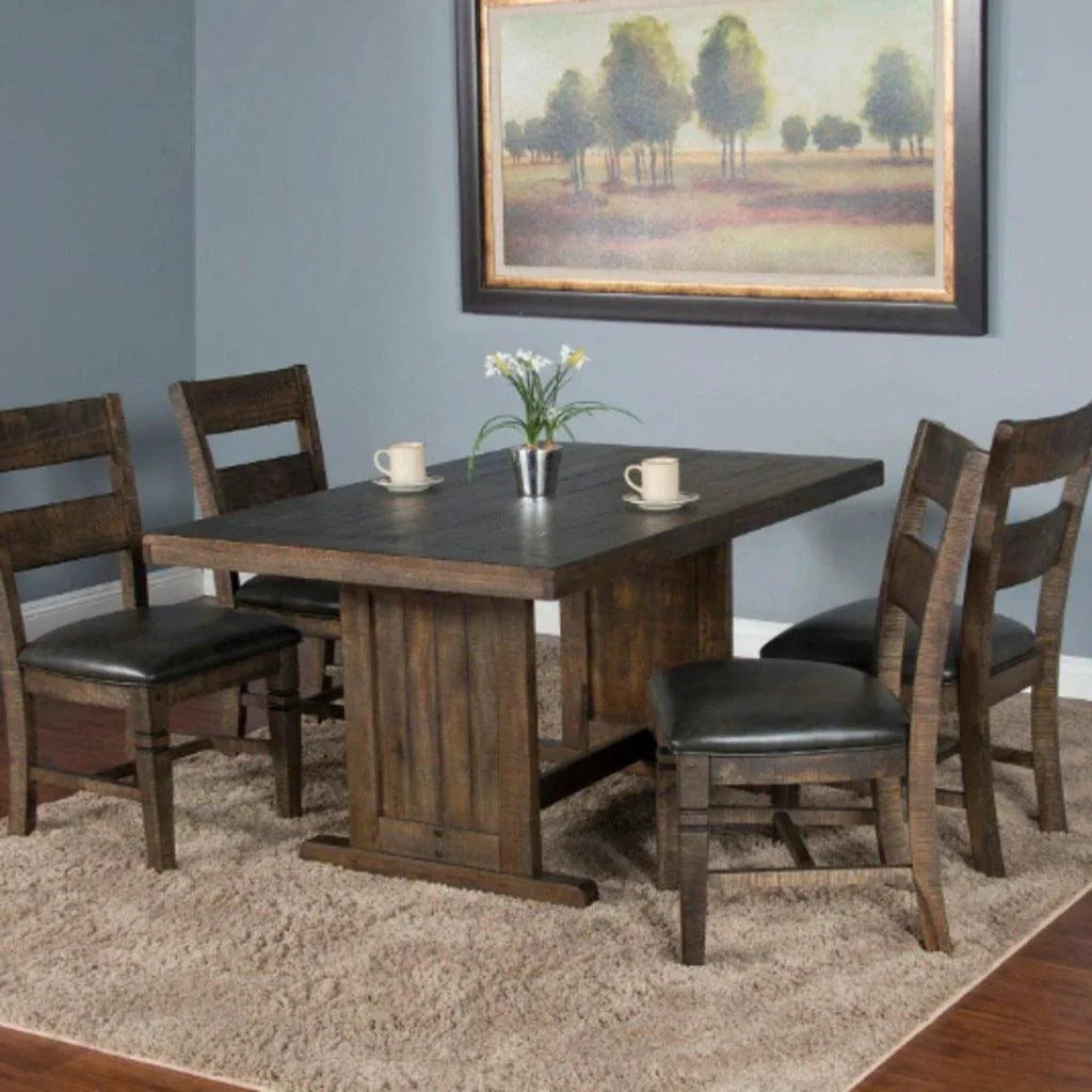 Rectangular Kitchen Table Set 4 Dining Chairs-Dining Table Sets-Sunny D-LOOMLAN