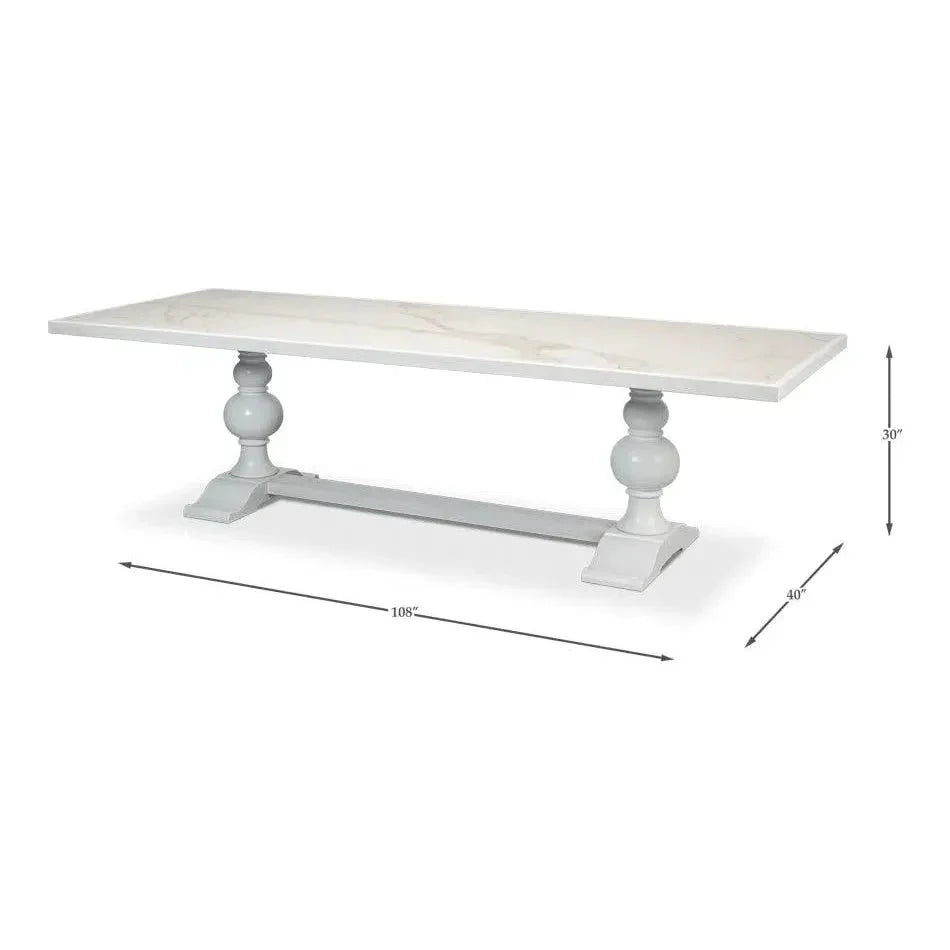 Rectangular Trestle Dining Table Seats 8 Cortina White-Dining Tables-Sarreid-LOOMLAN