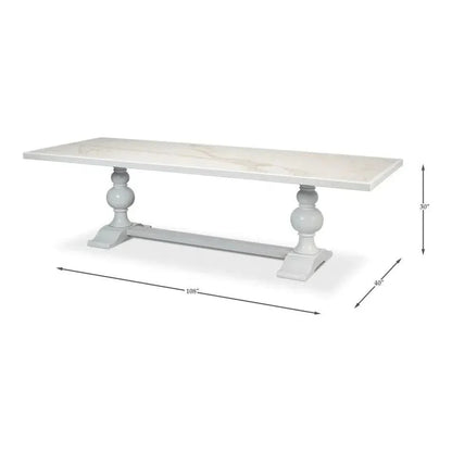 Rectangular Trestle Dining Table Seats 8 Cortina White-Dining Tables-Sarreid-LOOMLAN