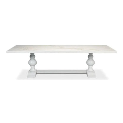 Rectangular Trestle Dining Table Seats 8 Cortina White-Dining Tables-Sarreid-LOOMLAN