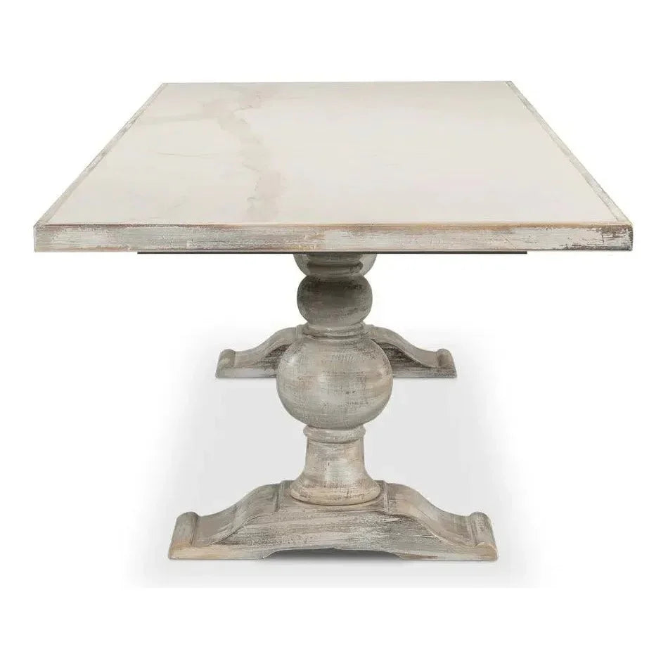 Rectangular Trestle Dining Table Seats 8 Grey-Dining Tables-Sarreid-LOOMLAN