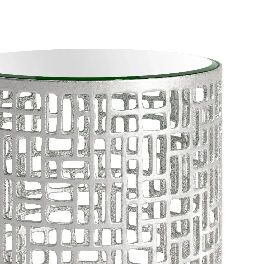 Reden Glass & Aluminum Round Side Table Set (2 - Piece) - LOOMLAN - Zuo Modern - Side Tables