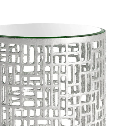 Reden Glass & Aluminum Round Side Table Set (2 - Piece) - LOOMLAN - Zuo Modern - Side Tables