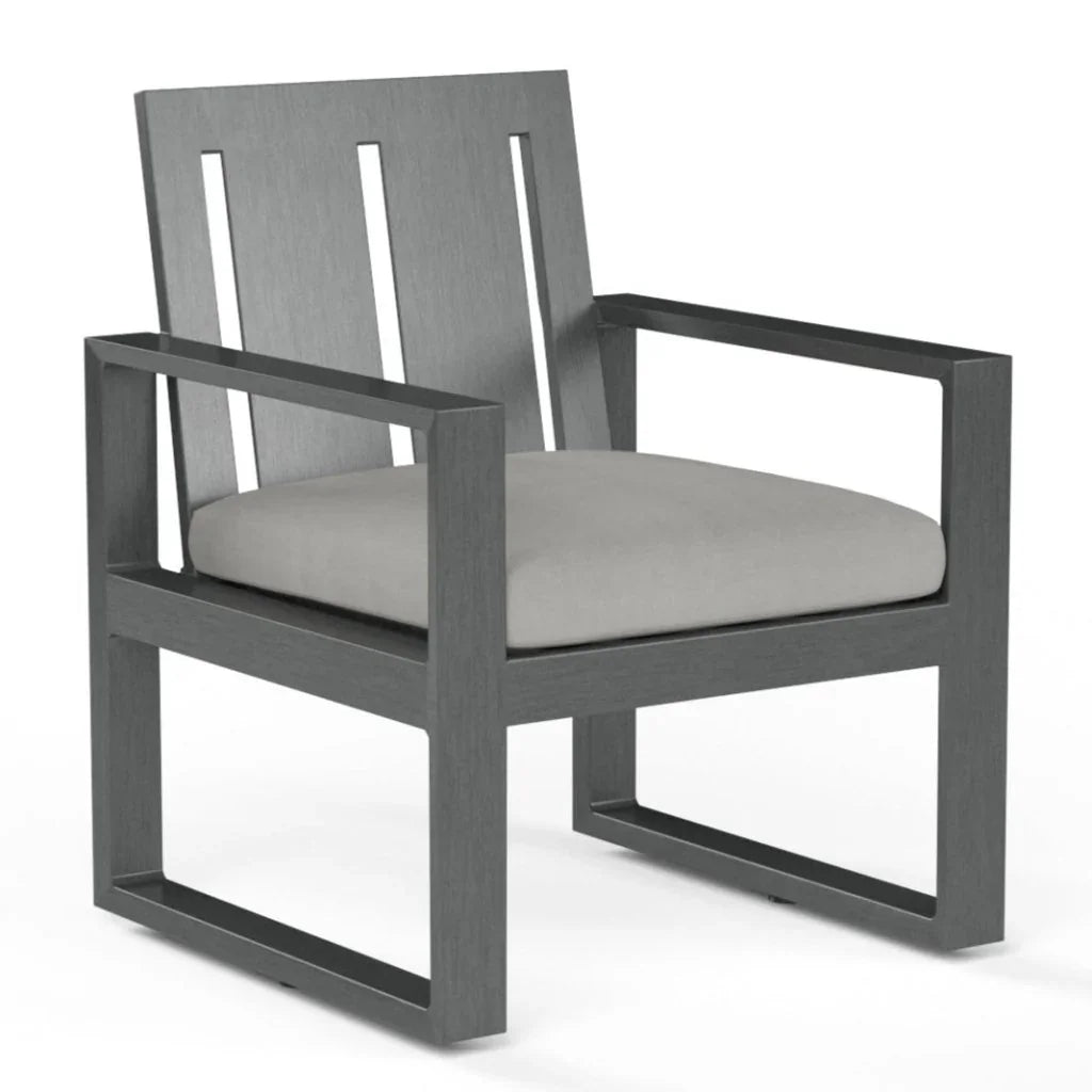 Redondo Sunbrella Outdoor Dining Armchair 2PC-Outdoor Dining Chairs-Sunset West-Cast Silver-LOOMLAN