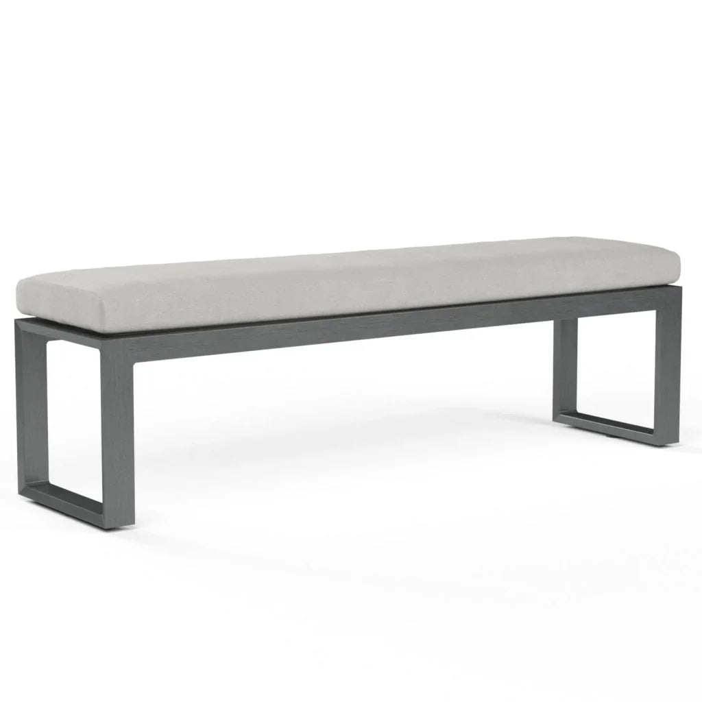Redondo Sunbrella Outdoor Dining Bench-Outdoor Benches-Sunset West-Cast Silver-LOOMLAN