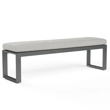 Redondo Sunbrella Outdoor Dining Bench-Outdoor Benches-Sunset West-Cast Silver-LOOMLAN