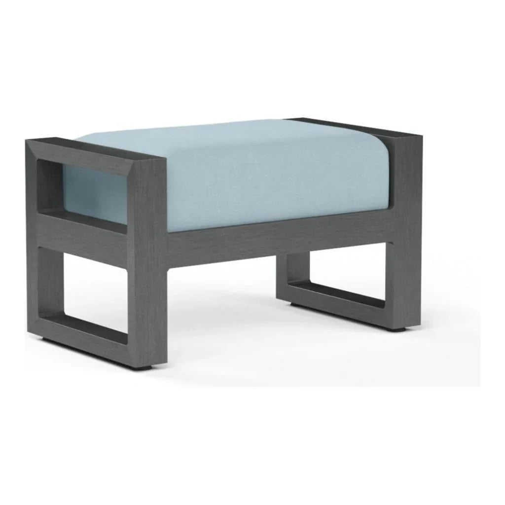 Redondo Sunbrella Outdoor Ottoman-Outdoor Ottomans-Sunset West-Canvas Skyline-LOOMLAN