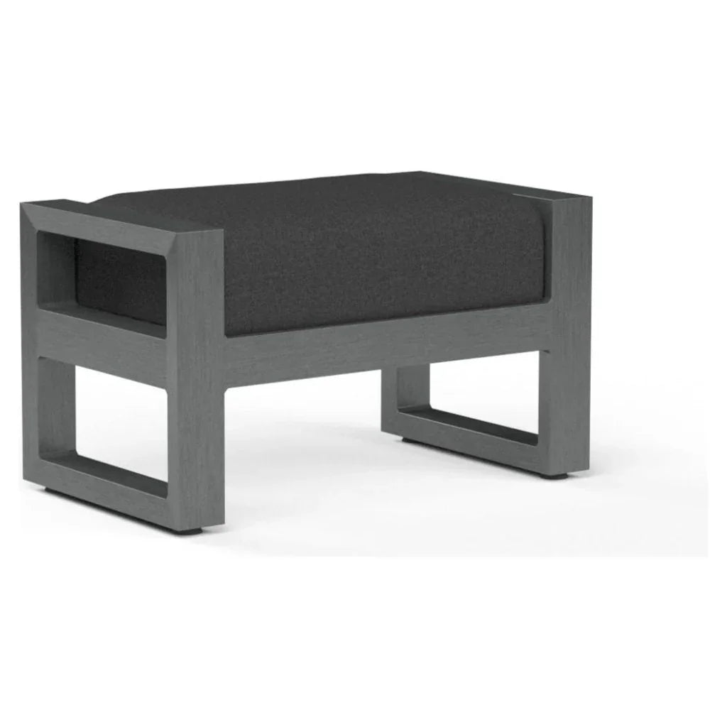 Redondo Sunbrella Outdoor Ottoman-Outdoor Ottomans-Sunset West-Spectrum Carbon-LOOMLAN