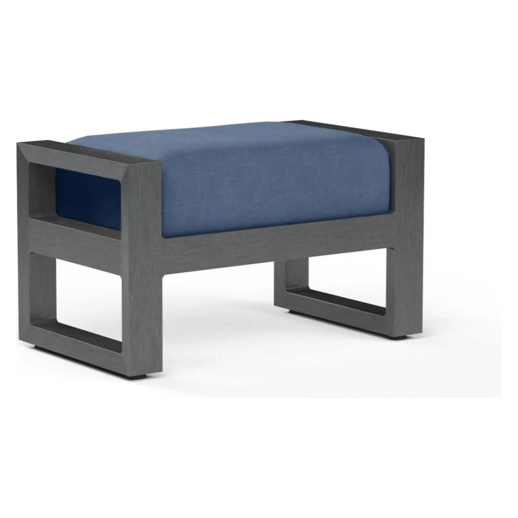 Redondo Sunbrella Outdoor Ottoman-Outdoor Ottomans-Sunset West-Spectrum Indigo-LOOMLAN