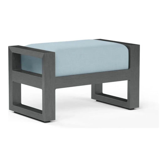 Redondo Sunbrella Outdoor Ottoman-Outdoor Ottomans-Sunset West-Canvas Skyline-LOOMLAN