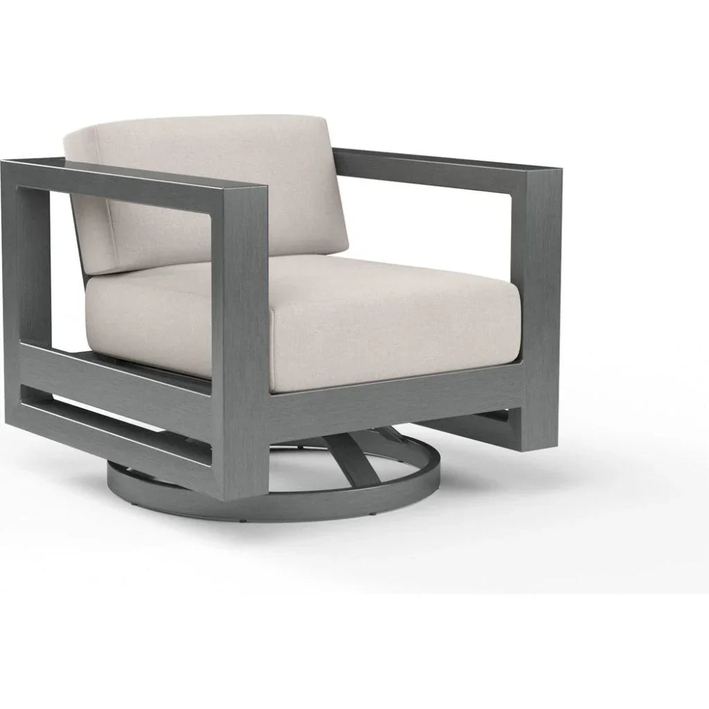 Redondo Sunbrella Swivel Outdoor Club Chair-Outdoor Accent Chairs-Sunset West-Canvas Natural-LOOMLAN