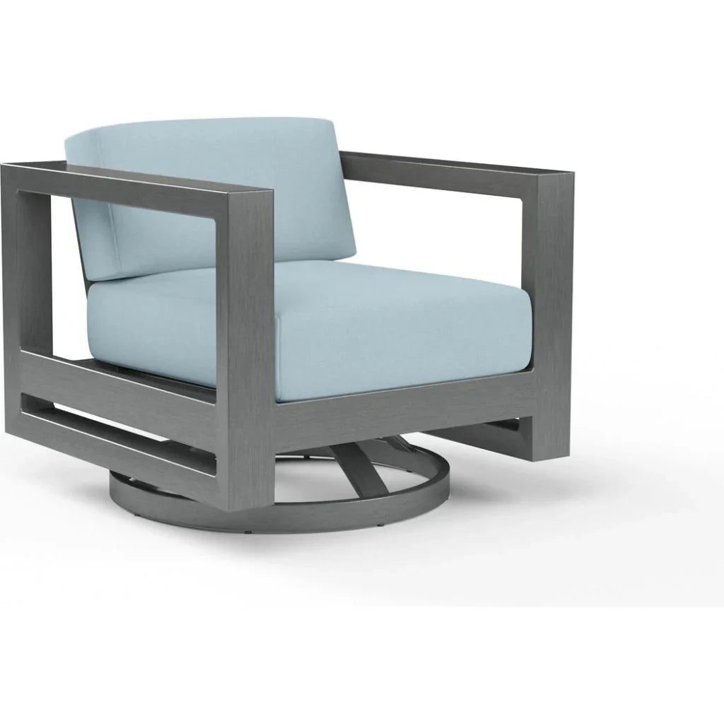 Redondo Sunbrella Swivel Outdoor Club Chair-Outdoor Accent Chairs-Sunset West-Canvas Skyline-LOOMLAN