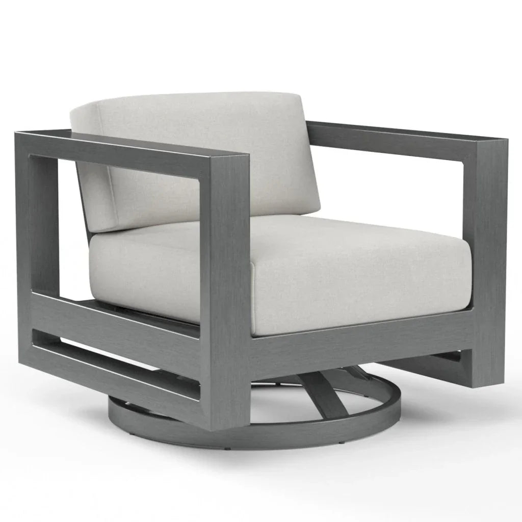 Redondo Sunbrella Swivel Outdoor Club Chair-Outdoor Accent Chairs-Sunset West-Cast Silver-LOOMLAN
