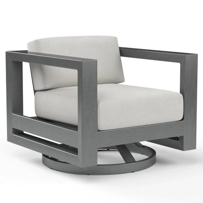 Redondo Sunbrella Swivel Outdoor Club Chair-Outdoor Accent Chairs-Sunset West-Cast Silver-LOOMLAN