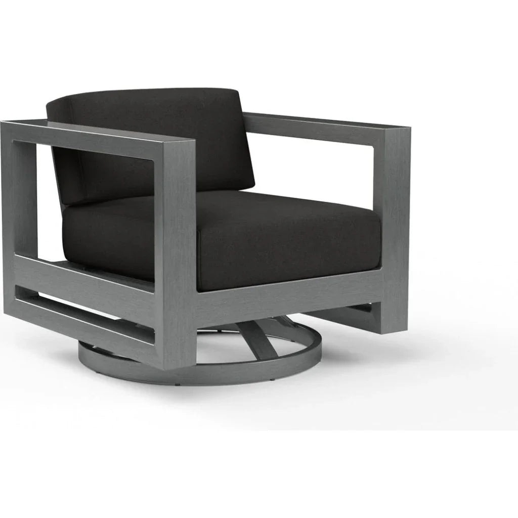 Redondo Sunbrella Swivel Outdoor Club Chair-Outdoor Accent Chairs-Sunset West-Spectrum Carbon-LOOMLAN
